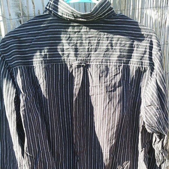 Sean John Men's Black White Striped Button Down - L - Original Fit - Picture 11 of 14